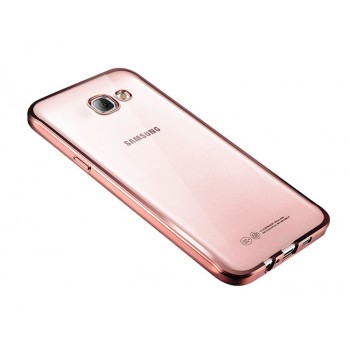 Силиконовый матовый полупрозрачный чехол с текстурным покрытием Металлик для Samsung Galaxy A3 (2017) Розовый