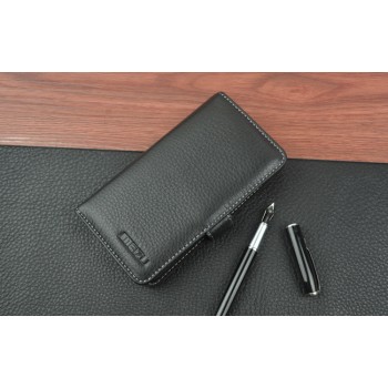 Кожаный чехол портмоне (нат. кожа) с крепежной застежкой для Meizu MX4 Черный