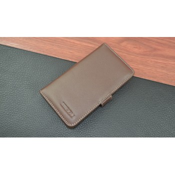 Кожаный чехол портмоне (нат. кожа) с крепежной застежкой для Meizu MX4 Коричневый