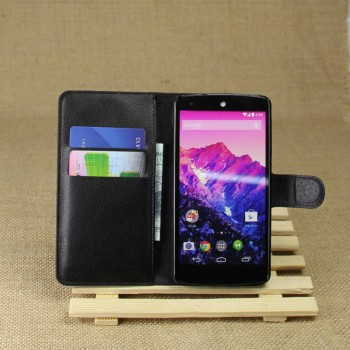 Чехол портмоне подставка на магнитной защелке и отсеком для карт для Google LG Nexus 5