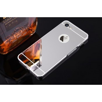 Двухкомпонентный чехол c металлическим бампером с поликарбонатной накладкой и зеркальным покрытием для Iphone 7/8 Серый