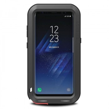 Эксклюзивный многомодульный ультрапротекторный пылевлагозащищенный ударостойкий нескользящий чехол алюминиево-цинковый сплав/силиконовый полимер для Samsung Galaxy S8 Plus Черный
