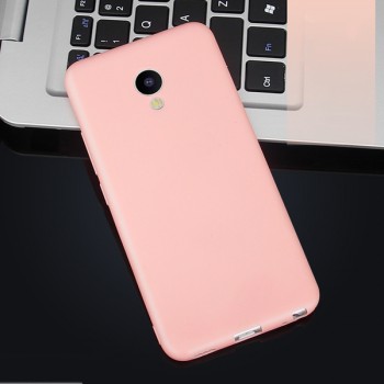 Силиконовый матовый непрозрачный чехол для Meizu M5 Розовый