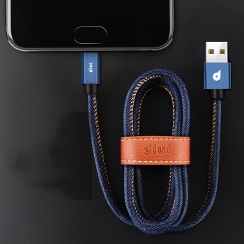Зарядный кабель USB-MicroUSB 2.0 1.2м повышенной прочности с джинсовым покрытием