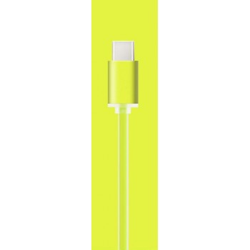 Сверхпрочный силиконовый антизапутывающийся кабель плоского сечения USB 3.1 type-C 1 м Зеленый