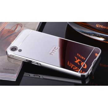 Двухкомпонентный чехол c металлическим бампером с поликарбонатной накладкой и зеркальным покрытием для HTC Desire 830 Белый
