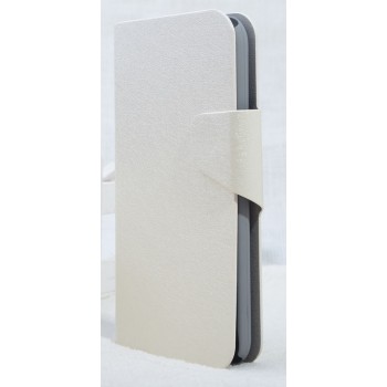 Текстурный чехол флип подставка с застежкой и внутренними карманами для Alcatel One Touch Idol 2 S Белый