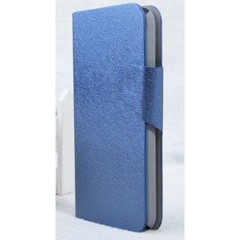 Текстурный чехол флип подставка с застежкой и внутренними карманами для Alcatel One Touch Idol 2 S Синий