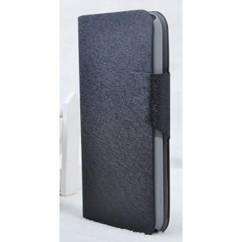 Текстурный чехол флип подставка с застежкой и внутренними карманами для Alcatel One Touch Idol 2 S Черный