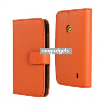 Чехол портмоне подставка с защелкой для Nokia Lumia 520 Оранжевый