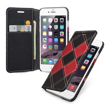 Кожаный чехол портмоне (нат. кожа) с кожаными вставками ручной работы для Iphone 6 