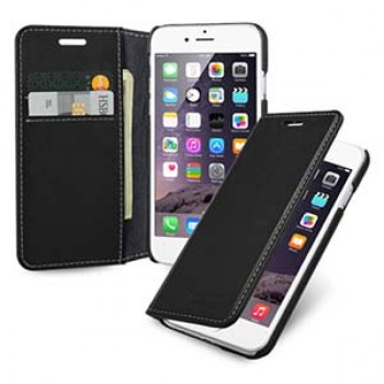 Кожаный чехол портмоне (нат. кожа с винтажной обработкой) для Iphone 6 Черный