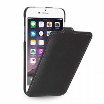 Кожаный чехол вертикальная книжка (нат. кожа) для Iphone 6 Черный