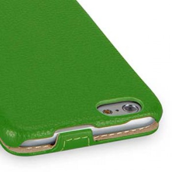 Кожаный чехол вертикальная книжка (нат. кожа) для Iphone 6 Зеленый