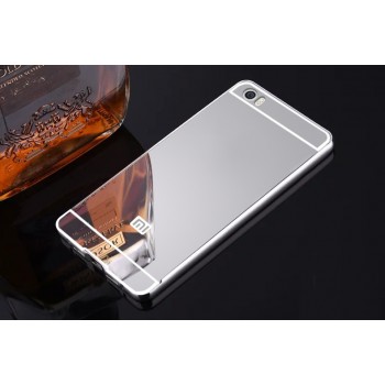 Гибридный двухкомпонентный чехол с металлическим бампером и поликарбонатной крышкой с зеркальным покрытием для Xiaomi MI5 Белый