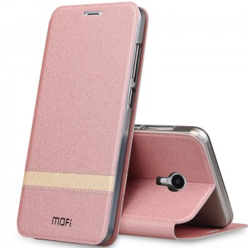 Чехол горизонтальная книжка подставка текстура Линии на силиконовой основе для Meizu M3 Max Розовый