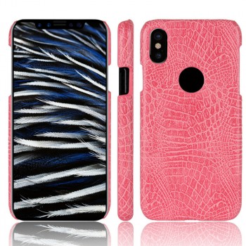 Чехол накладка текстурная отделка Крокодил для Iphone X 10/XS Пурпурный
