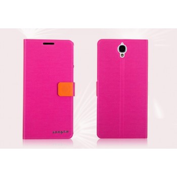 Текстурный чехол флип с дизайнерской застежкой для Alcatel One Touch Idol X+ Пурпурный