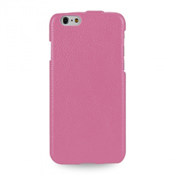 Кожаный чехол вертикальная книжка (нат. кожа) для Iphone 6 Plus Розовый