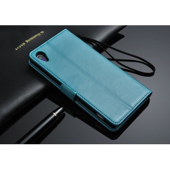 Чехол портмоне подставка глянцевый с защелкой для Sony Xperia Z2 Голубой