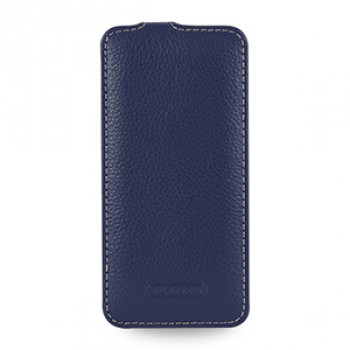 Кожаный чехол вертикальная книжка (нат. кожа) для Iphone 6 Plus Синий