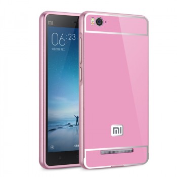 Двухкомпонентный чехол с металлическим бампером и поликарбонатной накладкой для Xiaomi Mi4i Розовый