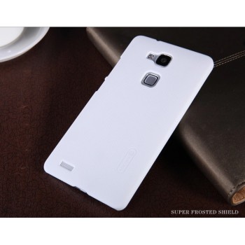 Пластиковый матовый нескользящий премиум чехол для Huawei Ascend Mate 7 Белый