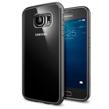 Гибридный двухкомпонентный антиударный премиум чехол экстрим защита с транспарентной крышкой для Samsung Galaxy S6 Черный