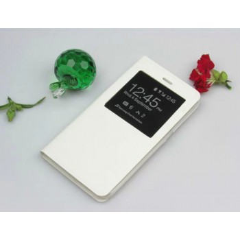 Чехол горизонтальная книжка подставка на пластиковой основе с окном вызова для BQ Magic Белый