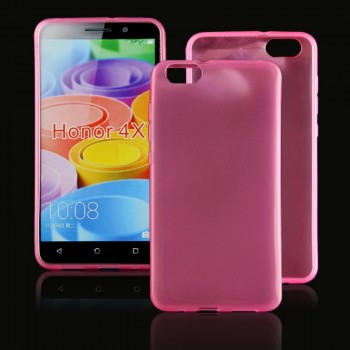 Силиконовый глянцевый полупрозрачный чехол для Huawei Honor 4X Розовый