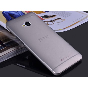 Пластиковый матовый полупрозрачный чехол для HTC One (М7) One SIM (Для модели с одной сим-картой) Серый