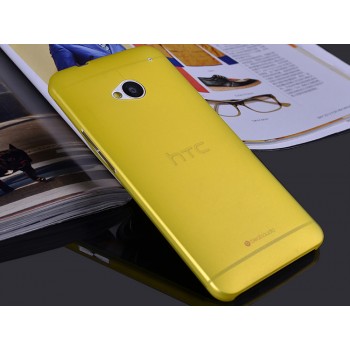 Пластиковый матовый полупрозрачный чехол для HTC One (М7) One SIM (Для модели с одной сим-картой) Желтый
