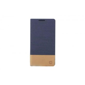 Чехол горизонтальная книжка подставка текстура Линии на силиконовой основе с отсеком для карт для HTC One (M7) One SIM (для модели с одной сим-картой) Синий
