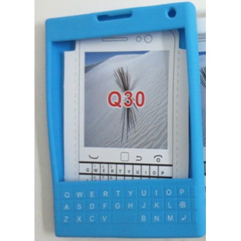 Силиконовый дизайнерский фигурный чехол с покрытием клавиатуры для Blackberry Passport Голубой