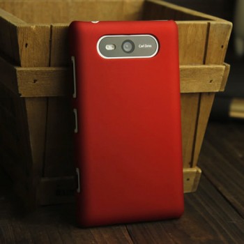 Пластиковый матовый металлик чехол для Nokia Lumia 820 Красный