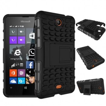 Антиударный силиконовый чехол экстрим защита с подставкой для Microsoft Lumia 430 Dual SIM Черный