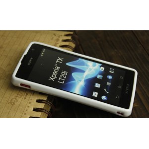 Силиконовый глянцевый непрозрачный чехол для Sony Xperia TX Белый