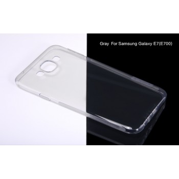 Силиконовый матовый полупрозрачный чехол с защитными заглушками для Samsung Galaxy E7 Серый