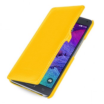 Кожаный чехол горизонтальная книжка (нат. кожа) с крепежной застежкой для Samsung Galaxy Note 4