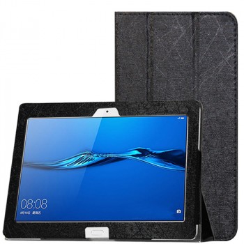 Сегментарный чехол книжка подставка текстура Линии с рамочной защитой экрана для Huawei MediaPad M3 Lite 10 Черный