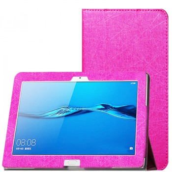 Сегментарный чехол книжка подставка текстура Линии с рамочной защитой экрана для Huawei MediaPad M3 Lite 10 Розовый