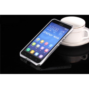 Металлический эрргономичный двухкомпонентный бампер для Huawei Honor 3x Белый