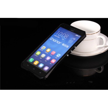 Металлический эрргономичный двухкомпонентный бампер для Huawei Honor 3x Черный