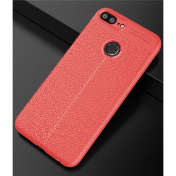Силиконовый чехол накладка для Huawei Honor 9 Lite с текстурой кожи Красный