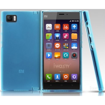 Силиконовый матовый полупрозрачный чехол для Xiaomi MI3 Голубой