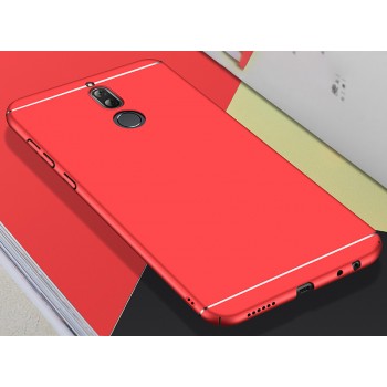 Пластиковый матовый непрозрачный чехол с доп. защитой торцов и текстурой Линии для Huawei Nova 2i Красный