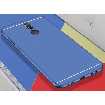 Пластиковый матовый непрозрачный чехол с доп. защитой торцов и текстурой Линии для Huawei Nova 2i Синий