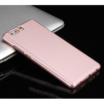 Пластиковый непрозрачный матовый сборный чехол с улучшенной защитой элементов корпуса для Huawei P10 Plus Розовый