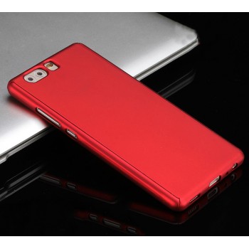 Пластиковый непрозрачный матовый сборный чехол с улучшенной защитой элементов корпуса для Huawei P10 Plus Красный