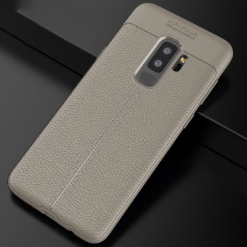 Силиконовый чехол накладка для Samsung Galaxy S9 Plus с текстурой кожи Серый